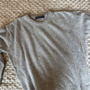 Brandy Melville Light Gray Textured Crewneck Sweater